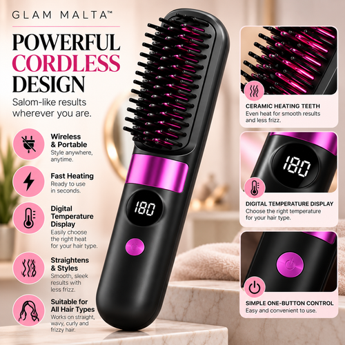 Glam Malta™ Wireless Hair Straightening Brush